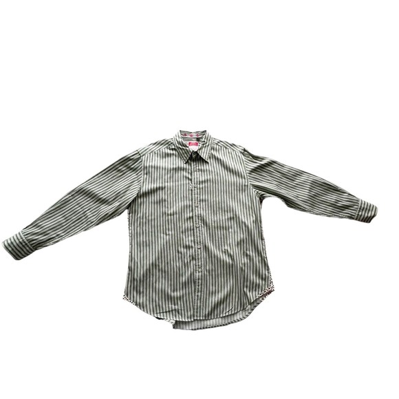 Robert Graham Freshly Laundered Shirt Mens Long Sleeve Green Striped Size L - Picture 2 of 11